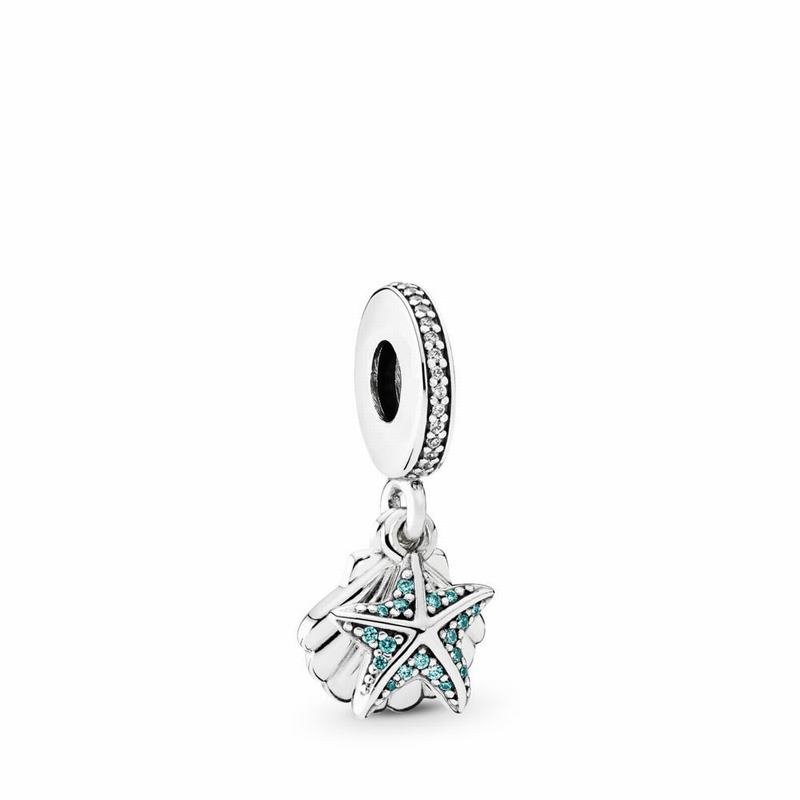 Pandora Tropical Starfish & Sea Shell Dangle Charm NZ, Sterling Silver (592146-ZOM)